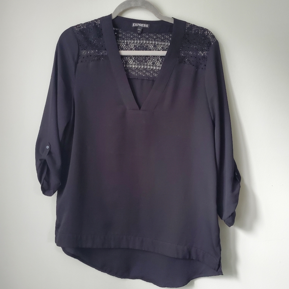 Express black blouse 3/4 sleeve top small